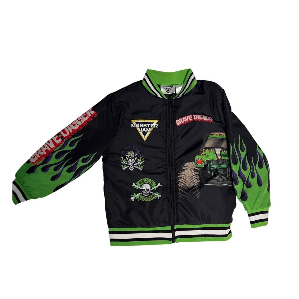 Monster Jam Bomber Jacket Youth Size 6/7 Grave Digger Kids Monster Truck